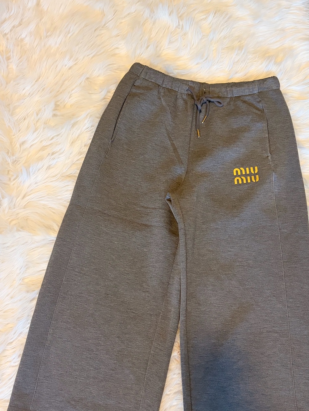 2 pc set Gray Wide-Leg Drawstring Track Pants - Picture 4 of 7